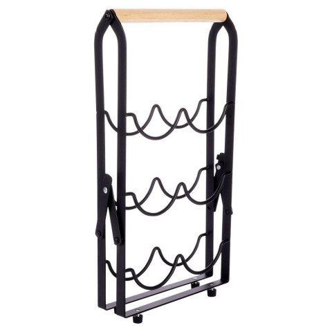 Stojak Regał na Wino 6 Butelek Metalowy Czarny Solidny VILDE 21 x 17 x 38cm