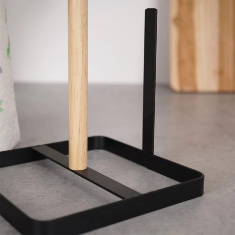 Stojak na Ręcznik Papierowy Drewno Metal Czarny Wolnostojący 30 cm VILDE