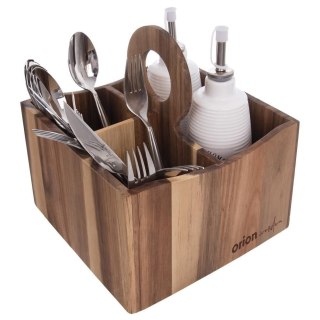 Stojak na Sztućce Sosy Przyprawy Drewniany Solidny ORION 18,5 x 18,5 x 22cm