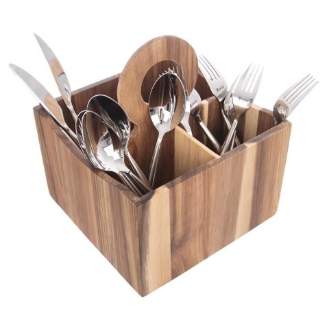 Stojak na Sztućce Sosy Przyprawy Drewniany Solidny ORION 18,5 x 18,5 x 22cm