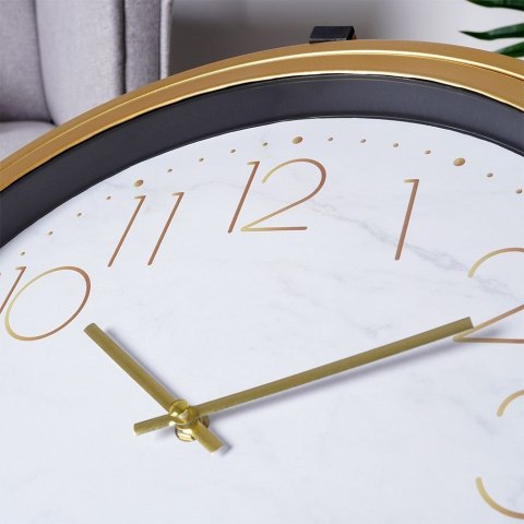 Stolik Kawowy Metalowy Złoty Zegar W Blacie Okrągły 42 x 40 cm HSC