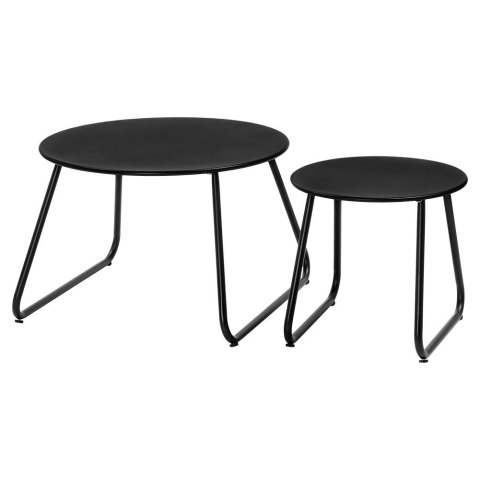 Stolik Kawowy Zestaw Metalowy Czarny 2 szt. Gniazdowy AMBIANCE