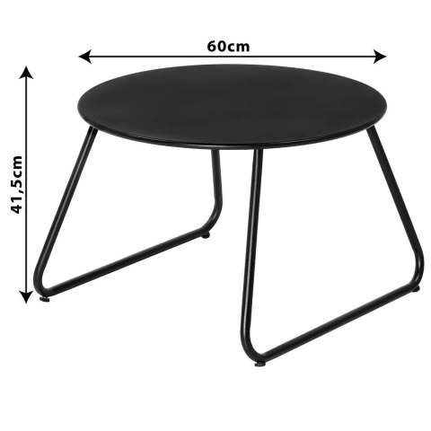 Stolik Kawowy Zestaw Metalowy Czarny 2 szt. Gniazdowy AMBIANCE