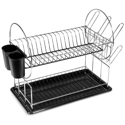 Suszarka do Naczyń na Talerze Sztućce 2-poziomowa Czarna NAVA 50x23,5x36 cm