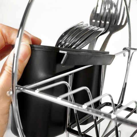 Suszarka do Naczyń na Talerze Sztućce 2-poziomowa Czarna NAVA 50x23,5x36 cm