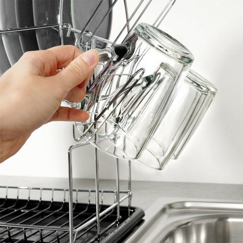 Suszarka do Naczyń na Talerze Sztućce 2-poziomowa Czarna NAVA 50x23,5x36 cm