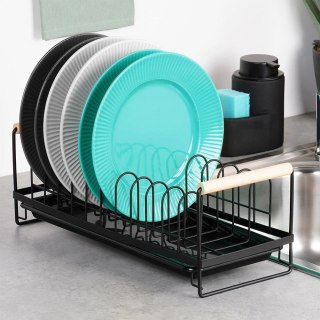 Suszarka do Naczyń na Talerze Sztućce Pojemna Czarna VILDE 39x16x14,5 cm