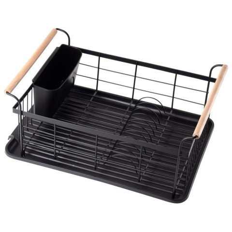 Suszarka do Naczyń na Talerze Sztućce Pojemna Czarna VILDE 42,5x29,5x19 cm