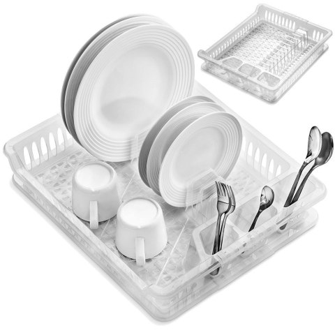 Suszarka na Naczynia Biała 15 Miejsc na Talerze z Tacą 46 cm ORION