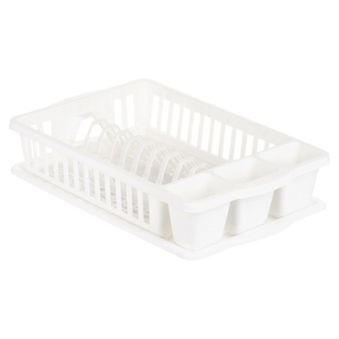 Suszarka na Naczynia Biała Ociekacz z Pojemnikiem na Sztućce VILDE