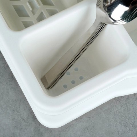 Suszarka na Naczynia Biała Ociekacz z Pojemnikiem na Sztućce VILDE