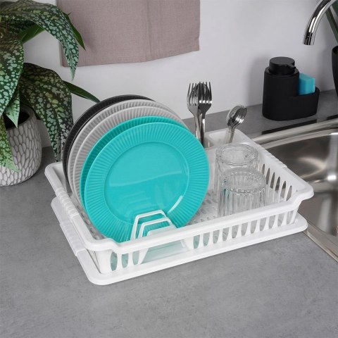 Suszarka na Naczynia Biała z Tacą Ociekową 8 Miejsc na Talerze ORION
