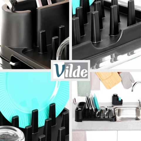 Suszarka na Naczynia Ociekacz Czarny na Sztućce do Blatu 41 cm VILDE