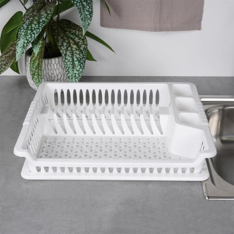 Suszarka na Naczynia Talerze Szara Pojemna Biała ORION 46 x 37 x 8,5 cm