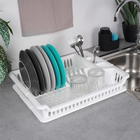 Suszarka na Naczynia Talerze Szara Pojemna Biała ORION 46 x 37 x 8,5 cm