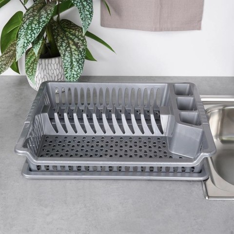 Suszarka na Naczynia Talerze Szara Pojemna ORION 46x37x8,5 cm