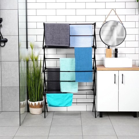 Suszarka na Pranie Pionowa Rozsuwana Metal Czarny 14 Prętów 139 cm VILDE