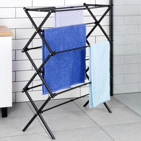 Suszarka na Pranie Ubrania Metalowa Czarna Pionowa Solidna ORION 47-78x94cm