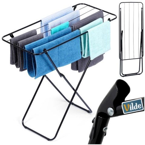Suszarka na Pranie Ubrania Składana Metalowa Czarna VILDE 93 x 43 x 88 cm