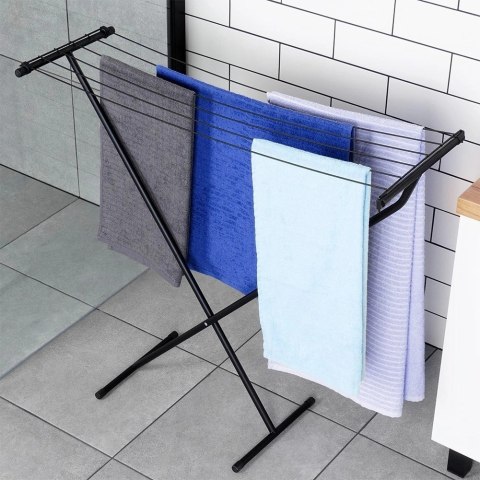 Suszarka na Pranie Ubrania Składana Metalowa Solidna Czarna VILDE 91 x 84cm