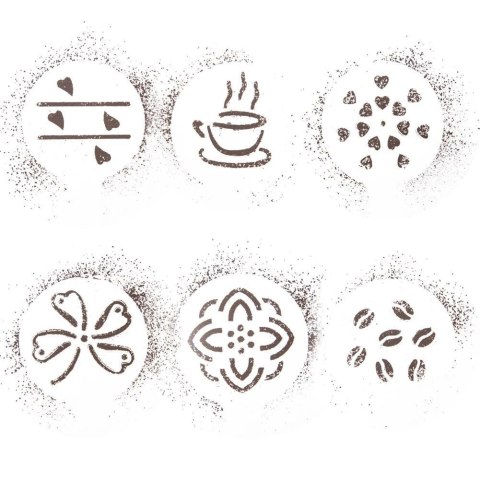 Szablony do Kawy i Deserów 6 el. do Ozdabiania Ciast Ciasteczek ORION