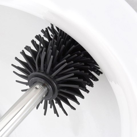 Szczotka Silikonowa Zapasowa do WC Stalowy Uchwyt Czarna 35 cm VILDE