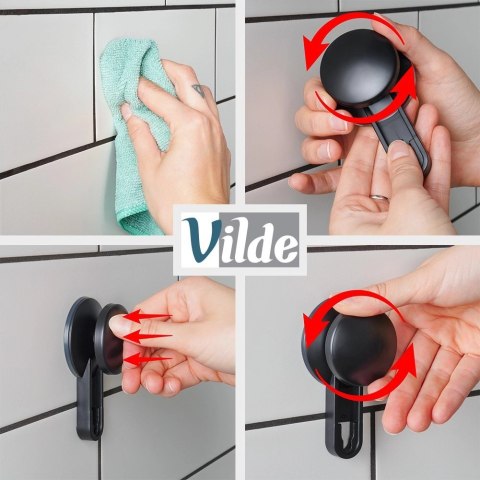 Szczotka Silikonowa do WC Wisząca Czarna z Ociekaczem na Ścianę VILDE