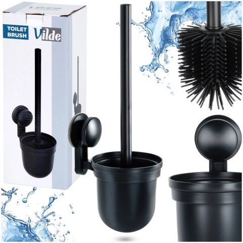 Szczotka Silikonowa do WC Wisząca Czarna z Ociekaczem na Ścianę VILDE