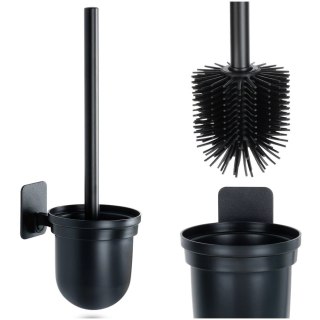 Szczotka Silikonowa do WC Wisząca Naścienna Czarna z Pojemnikiem VILDE