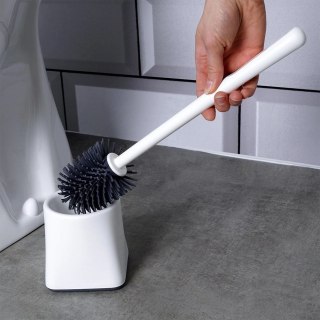 Szczotka Silikonowa do WC Ze Stojakiem Biała z Ociekaczem Łazienkowa ORION