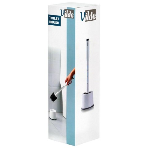 Szczotka Silikonowa do WC z Dozownikiem Płynu i Stojakiem Biała 40 cm VILDE