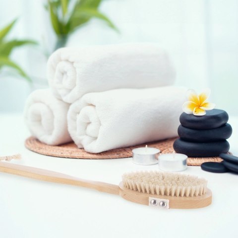 Szczotka do Masażu Ciała na Sucho i do Kąpieli Drewniana 42 cm ORION