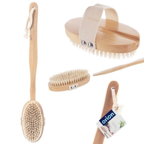 Szczotka do Masażu Ciała na Sucho i do Kąpieli Drewniana 42 cm ORION