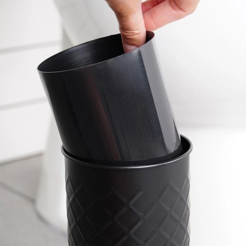 Szczotka do Toalety Ze Stojakiem Metalowa Czarna Ozdobny Pojemnik VILDE