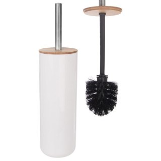 Szczotka do Toalety ze Stojakiem Pokrywką Bambusowa Biała ORION 37 x 9 cm