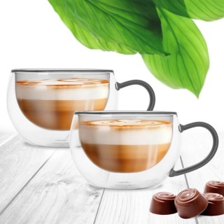 Szklanki Termiczne Zestaw 2 szt. 300 ml ORION Podwójna Ścianka z Uchwytem