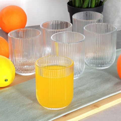 Szklanki Zestaw 6 szt. 250 ml VILDE Ryflowane Szkło do Zmywarki 7,5 x 7,5cm