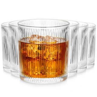 Szklanki Zestaw 6 szt. 310 ml VILDE Ryflowane Szkło do Zmywarki 8,5 x 8,5cm