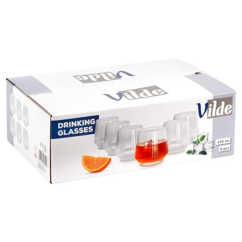 Szklanki Zestaw 6 szt. 350 ml VILDE Ryflowane Szkło do Whisky Zmywarka