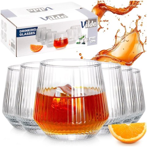 Szklanki Zestaw 6 szt. 350 ml VILDE Ryflowane Szkło do Whisky Zmywarka