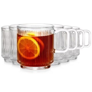 Szklanki Zestaw 6 szt. 350 ml VILDE z Uchwytem Ryflowane do Zmywarki