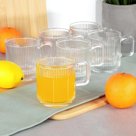 Szklanki Zestaw 6 szt. 350 ml VILDE z Uchwytem Ryflowane do Zmywarki