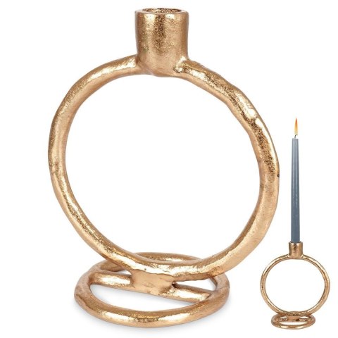 Świecznik na Długą Świecę Aluminiowy Złoty Dekoracyjny Loft ORION 19 cm