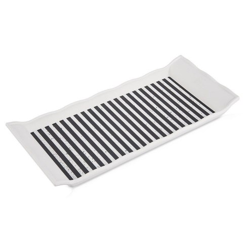 Taca do Serwowania 29,5 x 13 cm ORION Tworzywo Wzór Pasy Czarno-Białe