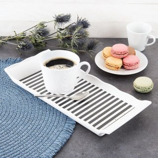 Taca do Serwowania 29,5 x 13 cm ORION Tworzywo Wzór Pasy Czarno-Białe