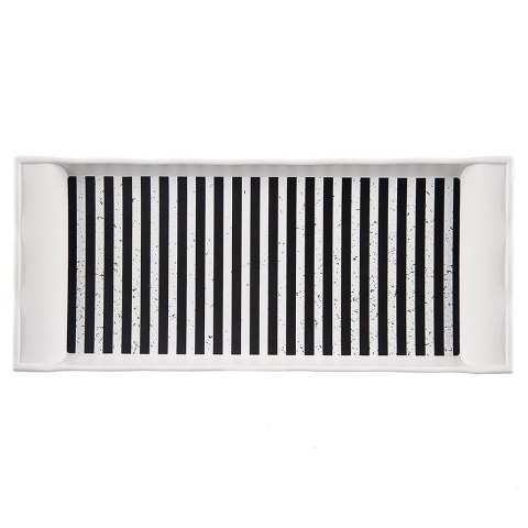 Taca do Serwowania 29,5 x 13 cm ORION Tworzywo Wzór Pasy Czarno-Białe