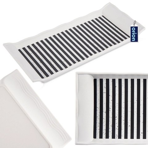 Taca do Serwowania 29,5 x 13 cm ORION Tworzywo Wzór Pasy Czarno-Białe