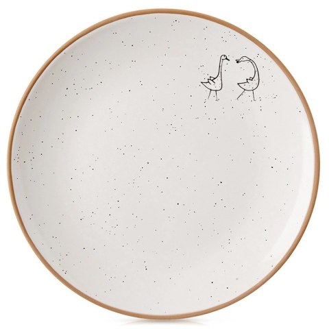 Talerz Deserowy Ceramiczny Beżowy 20 cm ORION Gąski Efektowny Dekor