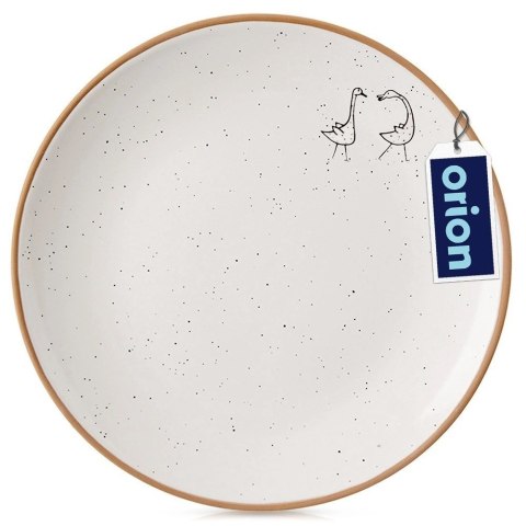 Talerz Deserowy Ceramiczny Beżowy 20 cm ORION Gąski Efektowny Dekor