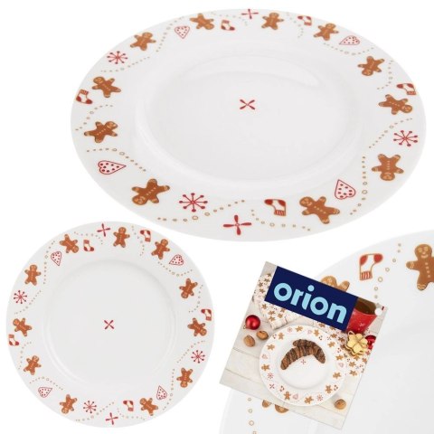 Talerz Deserowy Porcelanowy Świąteczny 20 cm ORION Dekor Piernik